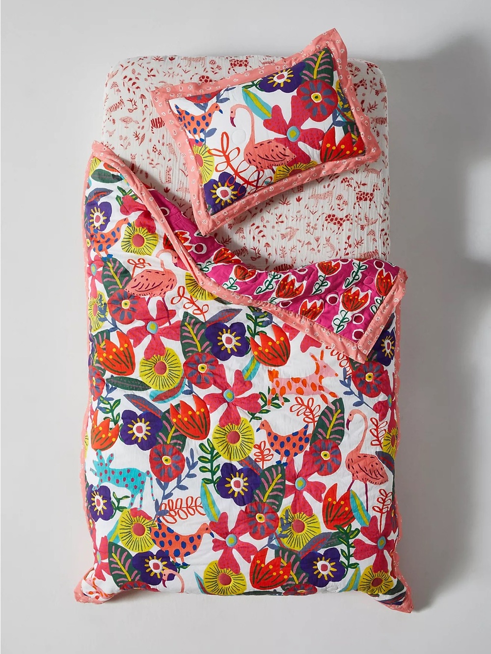 Anthropologie Isabelle Floral Animal Pattern Toddler Quilt